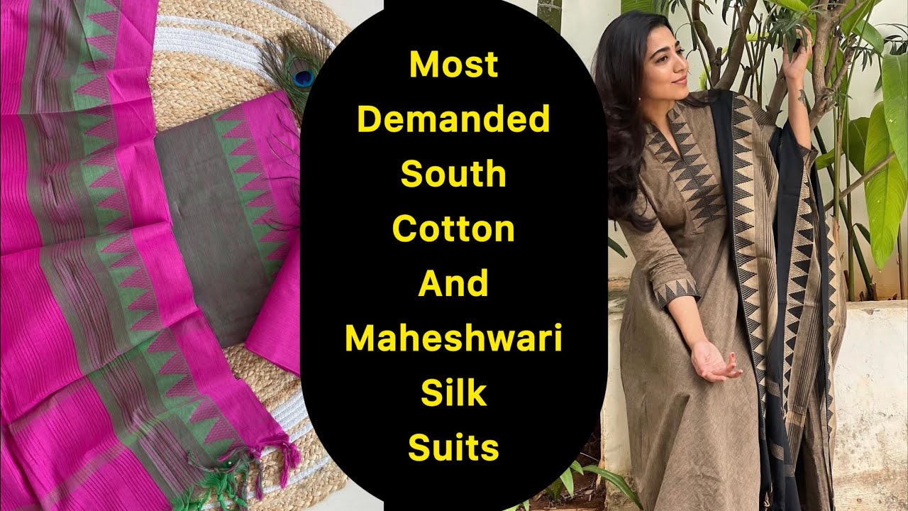 Most demanded south cotton suits🌹Handblock Maheshwari silk Kalamkari suits🌹Maheshwari silk suits🌹