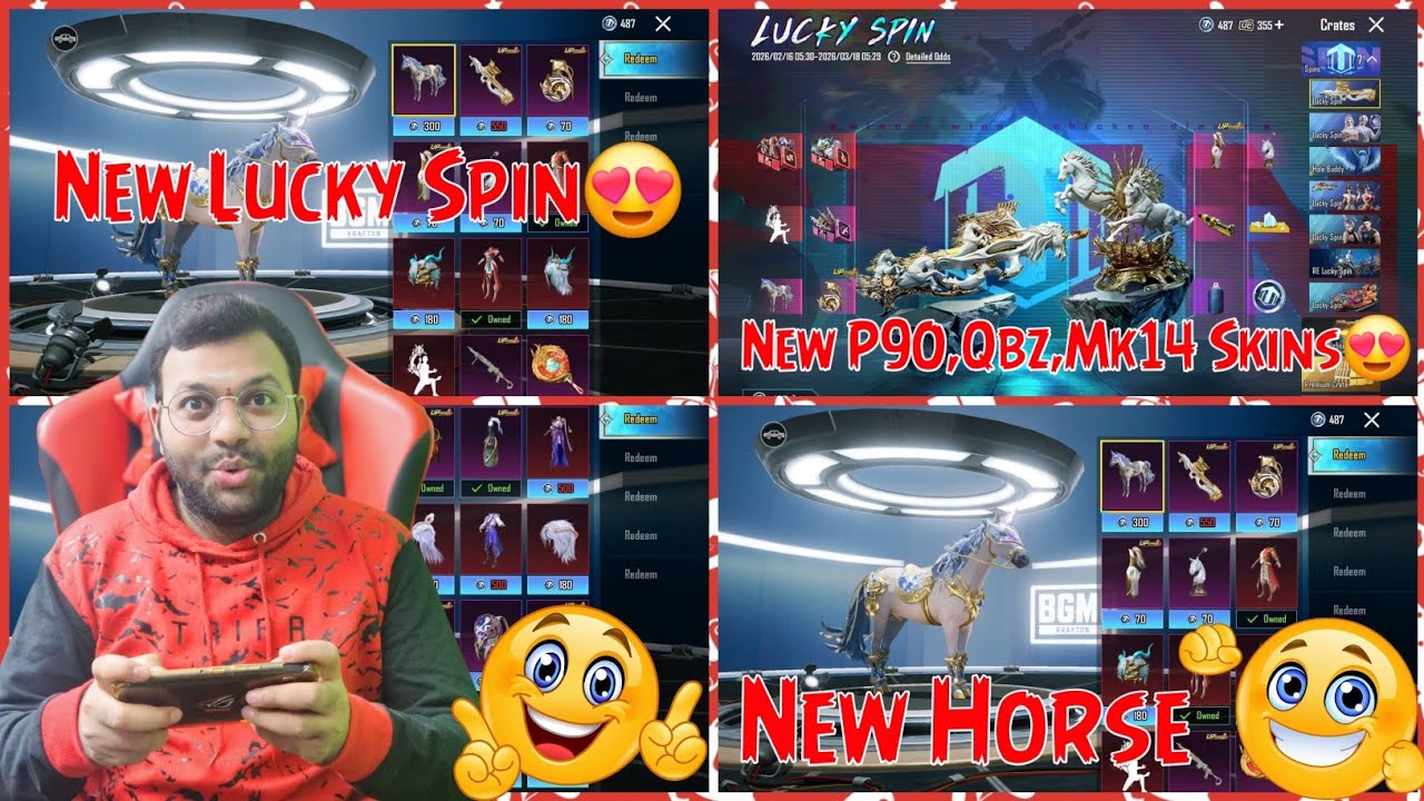 New Horse Lucky Spin | New P90,Mk14,Qbz Skins | #bgmi #jonathangaming #telugugamer 