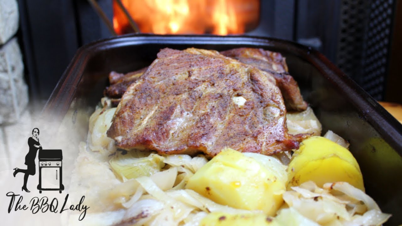 Bavarian Spare Ribs on Cabbage in Masonry Stove / BBQ Recipe / The BBQ Lady