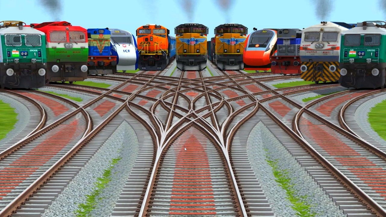 Every Locomotive Running By Bumpy📶Forked Branched tracks | railroad crossing tracks | amtark.