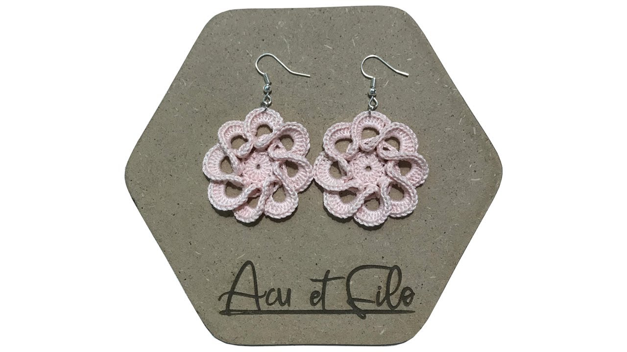 Tutorial orecchini ad uncinetto a forma di fiore fantasia floreale modello 