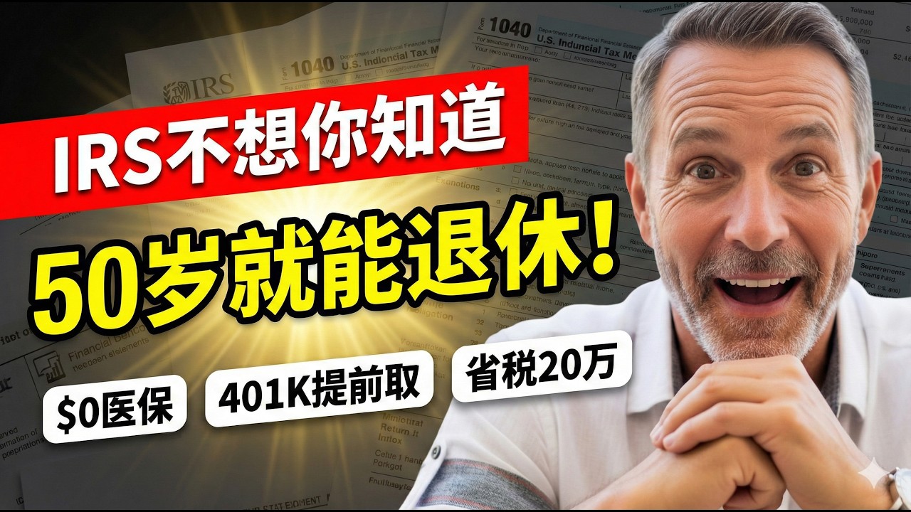 50岁高管的退休秘密：用3个IRS规则，医保免费+401K提前取+公司股票省税20万！