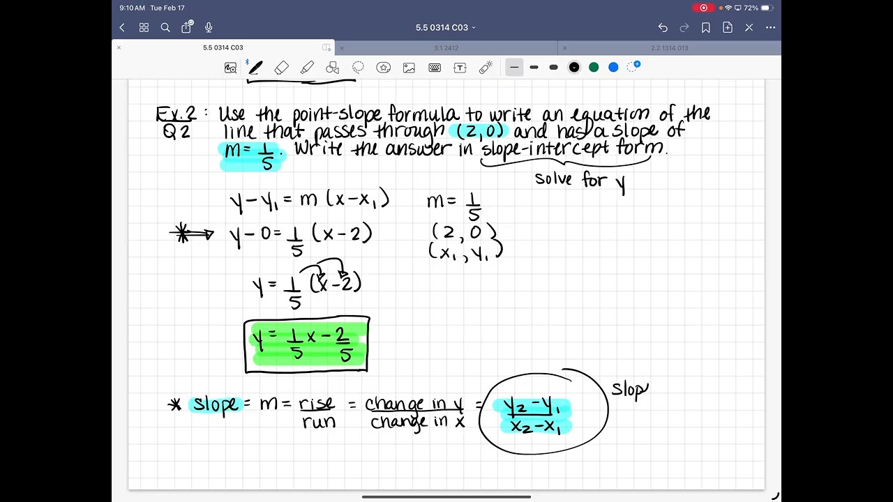 Section 5.5-Point-Slope Form, Parallel and Perpendicular Lines
