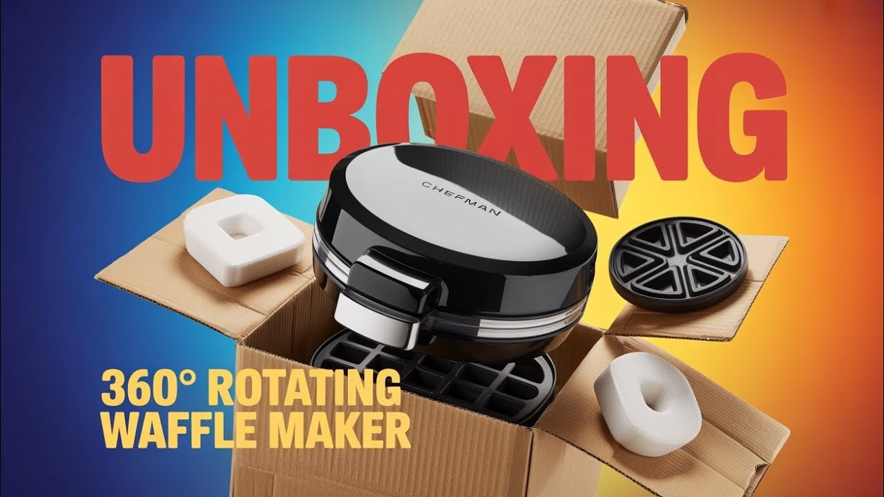 Chefman Waffle Maker. 360 ° Rotating. Unboxing 