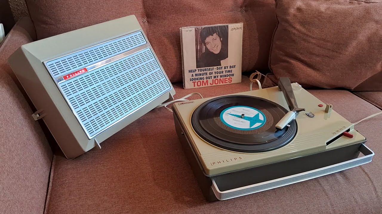 Sir Tom Jones on my PHILIPS portable record player (see lyrics)