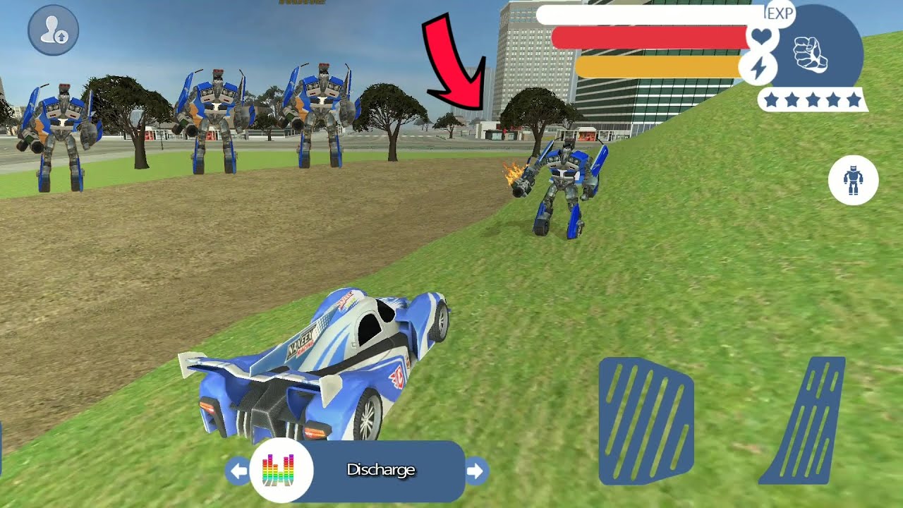 Supercar Robot (Super Car Robot Fight on Huge Blue Robot Car) Police Fight on Mound - GamePlay HD