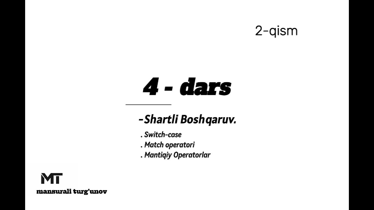 4-dars | 2-qism Shartli Boshqaruv (Control Structures) #php