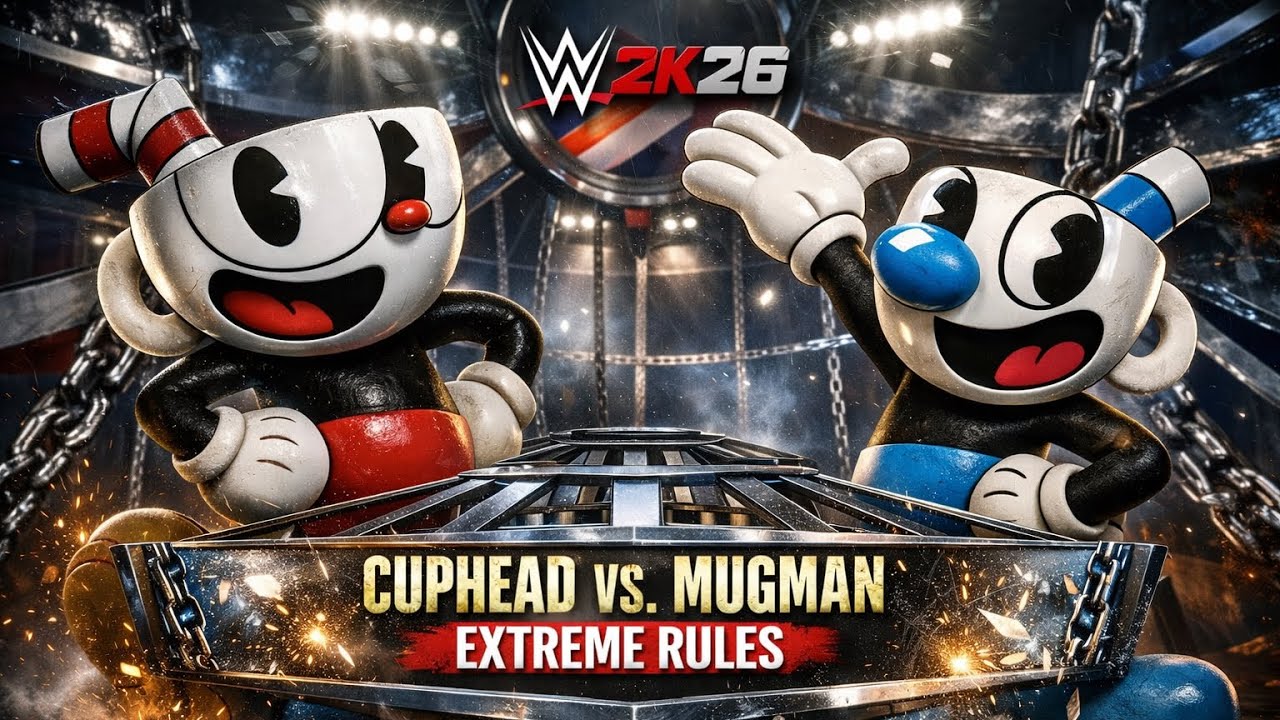 WWE 2K26 Cuphead Vs Mugman Extreme rules 