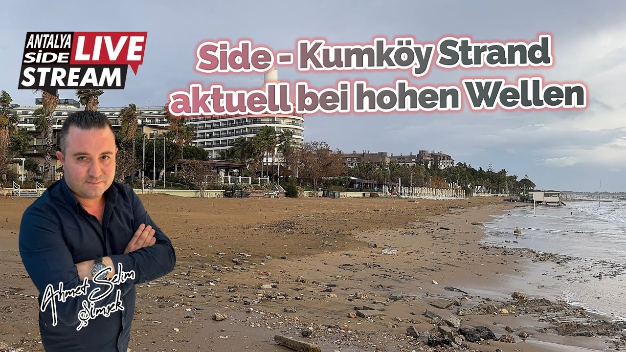 Side - Kumköy Strand aktuell bei hohen Wellen. 