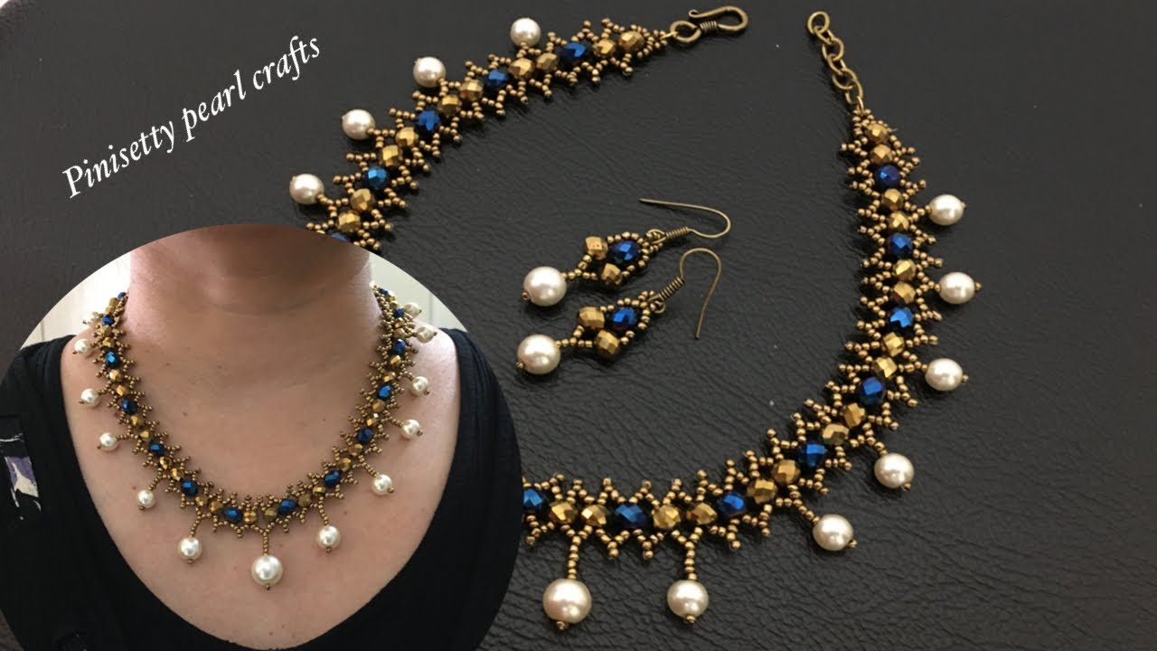 Beaded Necklace || Party wear || Rondelle Crystal Necklace Easy Tutorial/@PinisettyPearlCrafts