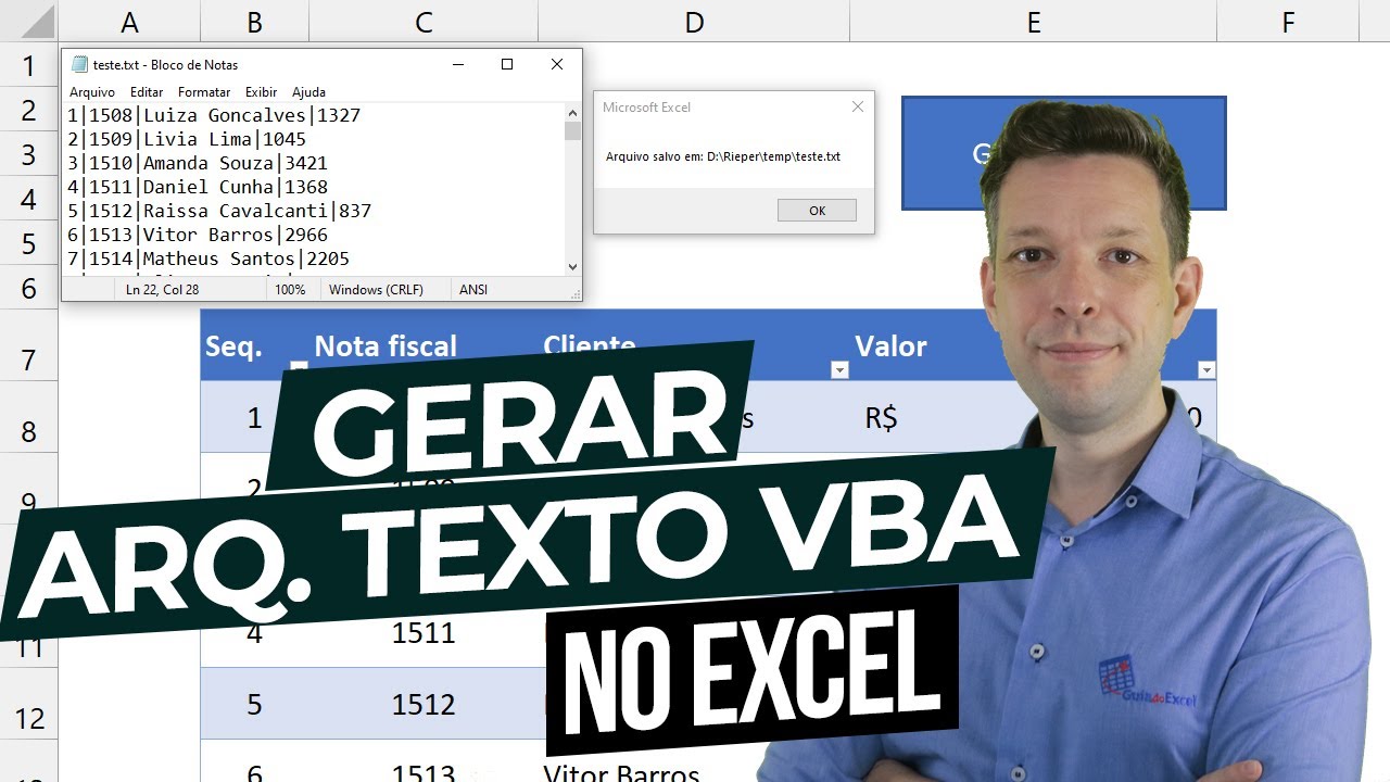 Gerar arquivo texto Excel VBA