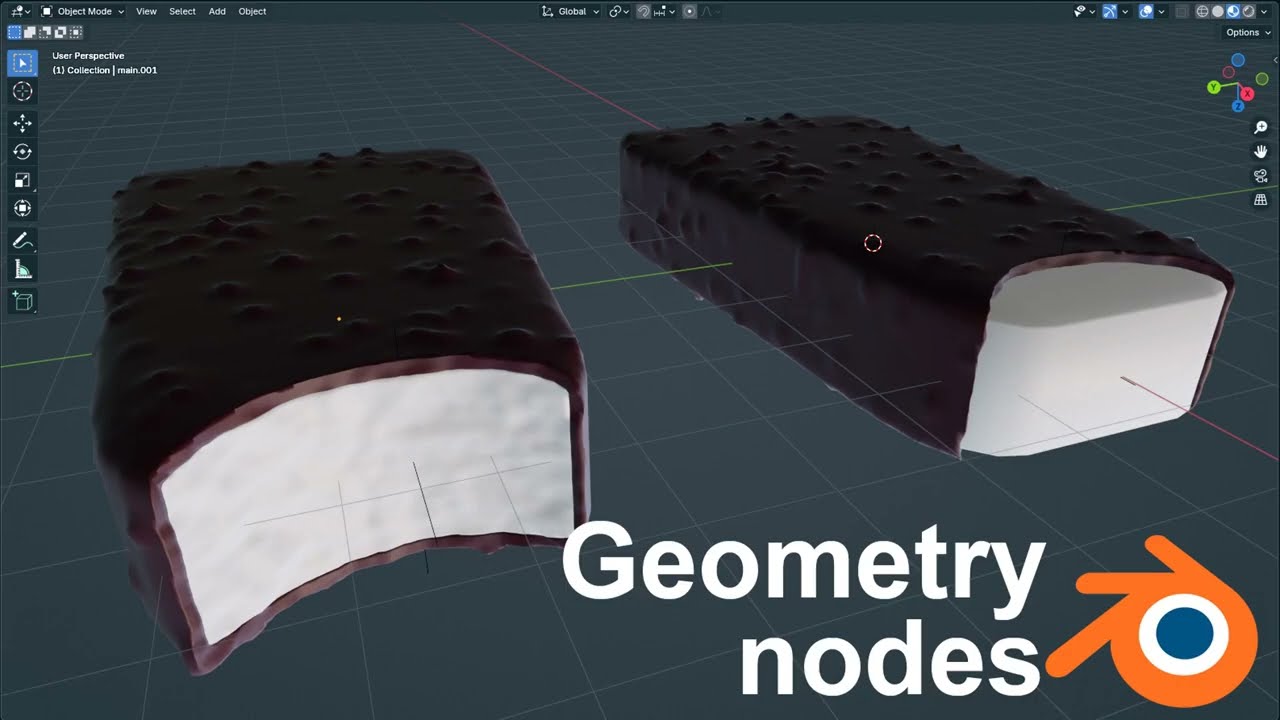 [Timelapse] Procedurally bitten/licked chocolate ice-cream bar [Blender 4.3.2]
