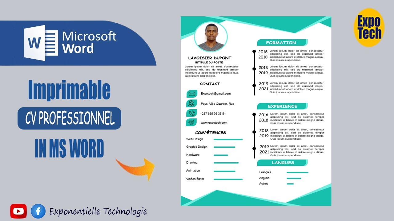 Modèle de Cv Professionnel avec Word #1