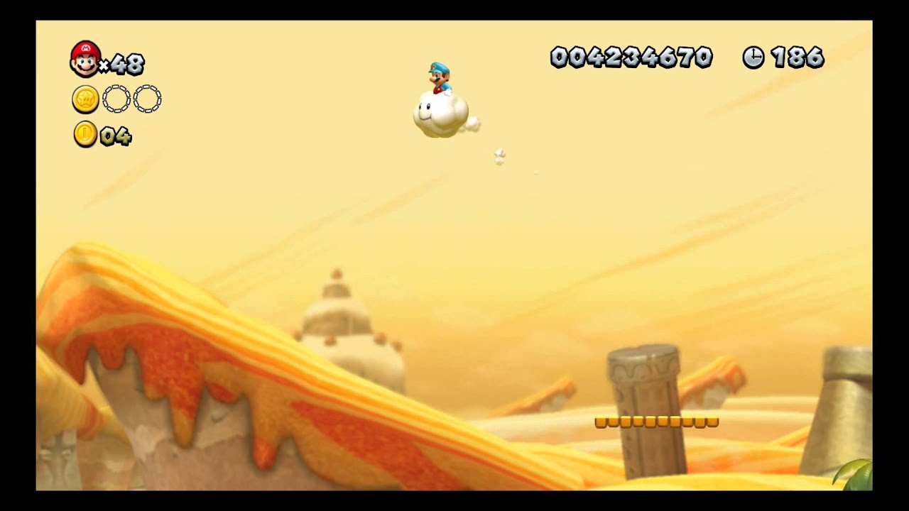 [WiiU] New Super Mario Bros U Mundo 2 (Dunas Pasteleras) Nivel 6 (El jardín de Lakitu)