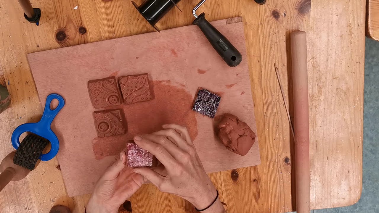 Creating textured mosaic tiles with clay