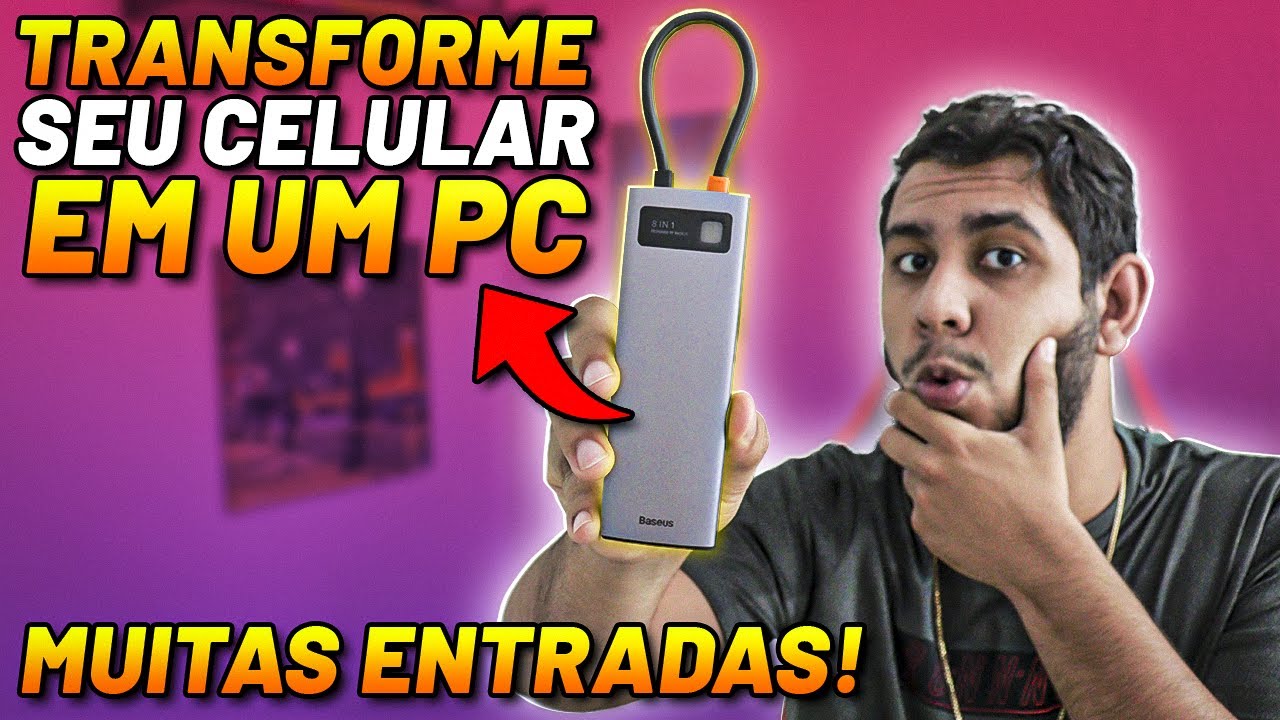 HUB USB-C BASEUS 8 EM 1: transforme seu CELULAR em UM PC e crie MUITAS ENTRADAS para seu NOTEBOOK!