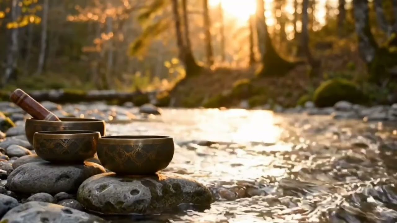 2 Hours Tibetan Singing Bowls by a Gentle Stream | Deep Meditation & Calm Focus | No ads 