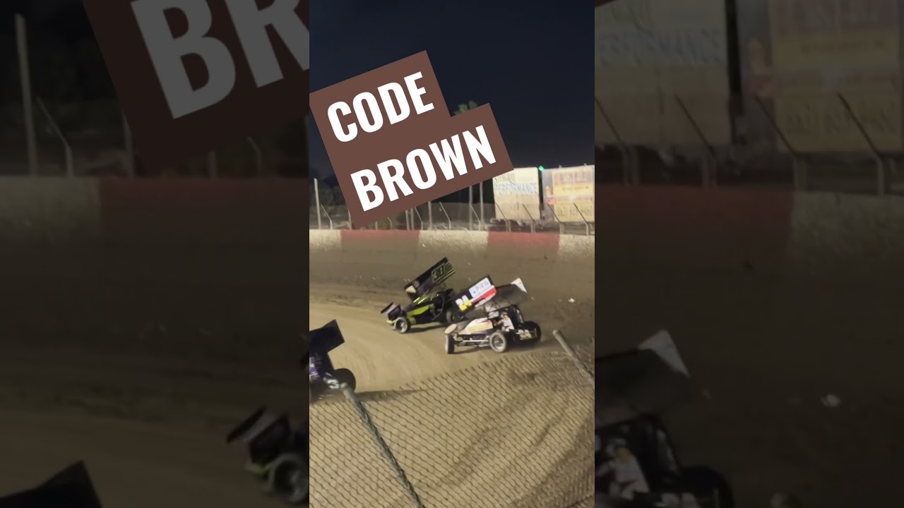 Code Brown in FRONT OF THE LEADER!! #racing #sprintcar #crash #sprintcarracing