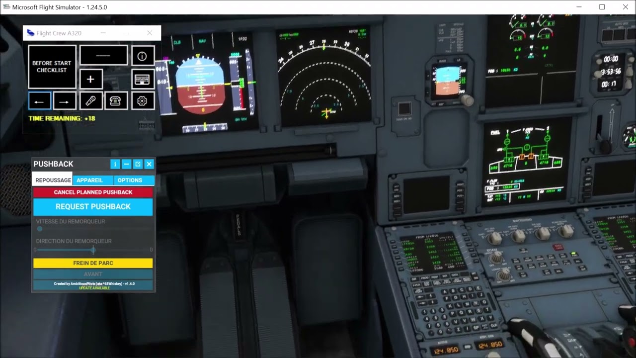 Petit Tuto Pushback toolbar MSFS 2020 nouveau cru