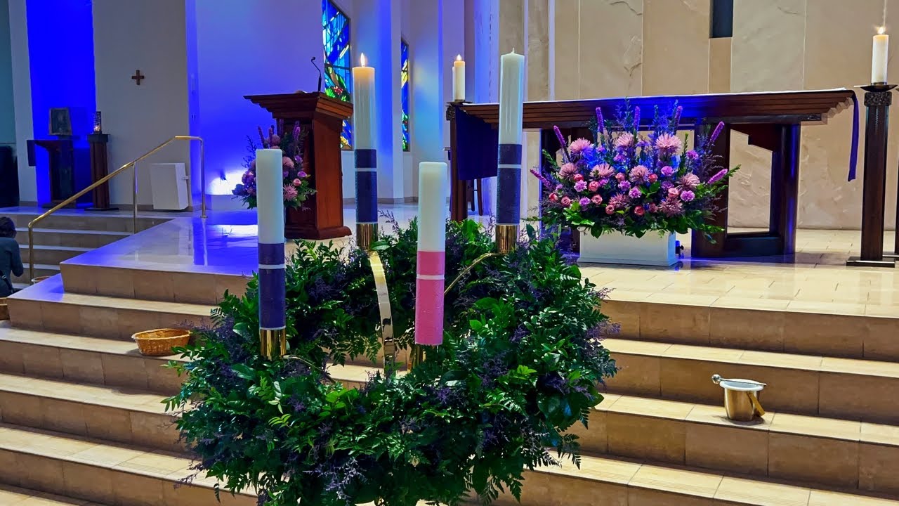 First Advent Sunday Mass at St. Thomas More: Lighting the First Candle and Roses