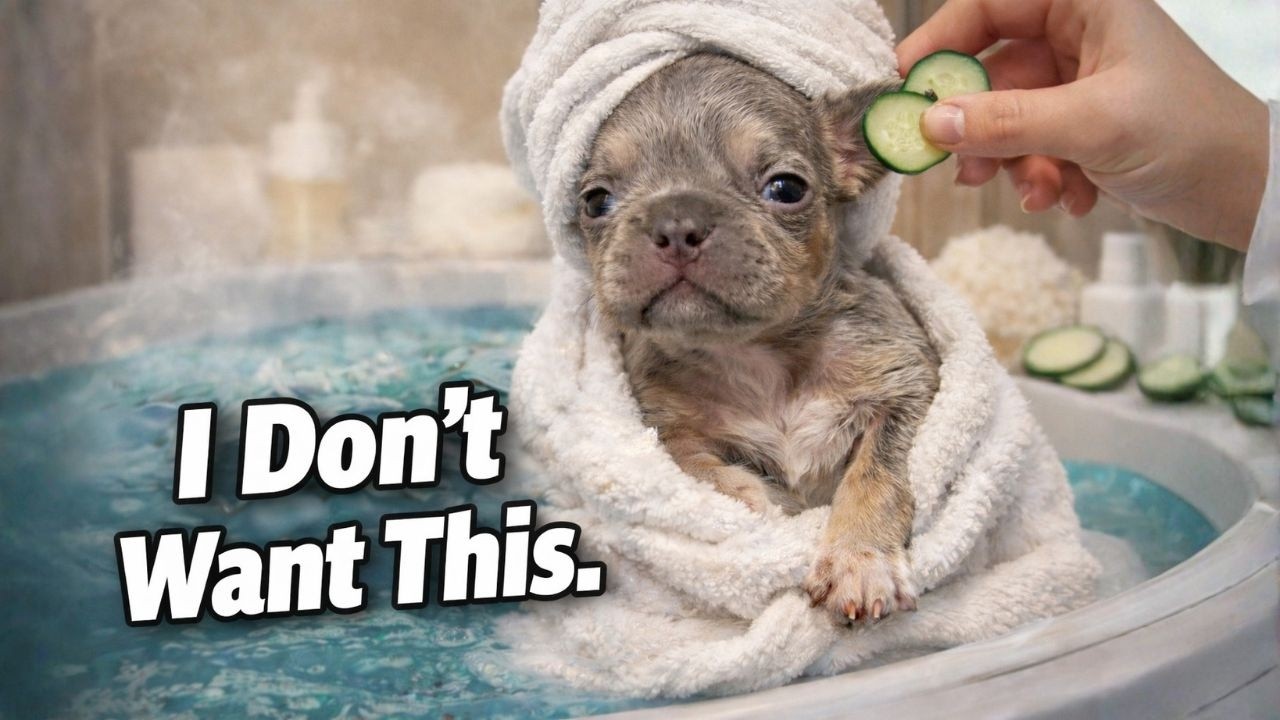 Tiny Frenchie: &ldquo;I Didn&rsquo;t Consent to This Spa.&rdquo; 😤