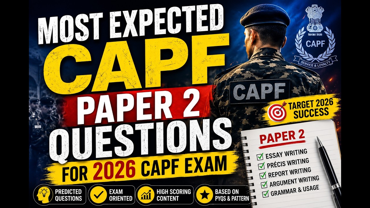 UPSC CAPF PAPER -02 2026 | MOST EXPECTED CAPF PAPER -02 QUESTIONS 2026