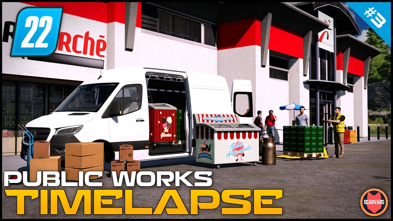 🚧 Courier Transporting Packages & Beer Pallets To Supermarket ⭐ FS22 City Public Works Timelapse