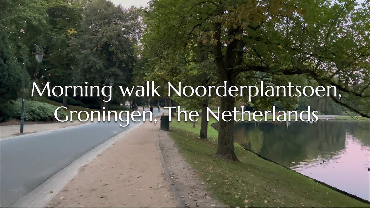 Morning walk Noorderplantsoen, Groningen, NL - Sunrise Walk,  Early Morning Sounds, 4K, Soundscape