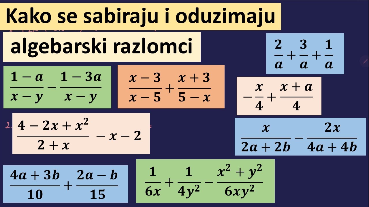 Kako se sabiraju i oduzimaju algebarski razlomci - naučite lako uz praktične primere