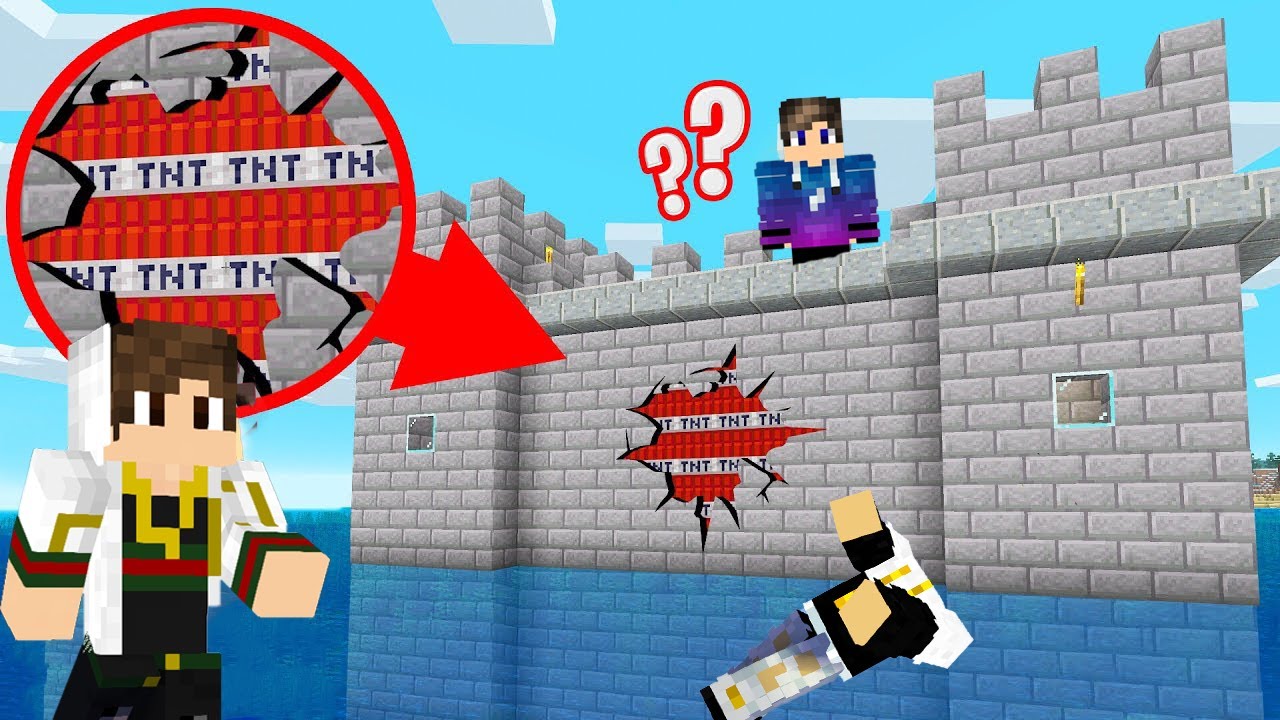 ماين كرافت : (حرب كرافت 1️⃣ ) تدمير قلعة فتحي بالتي ان تي وعملت مقلب فيه (بداية الحرب🔥) !!؟😨😱#4
