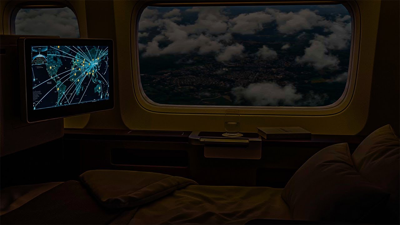 DARK PREMIUM Luxury Private Jet Flight | Brown Noise Ambience | Sleeping, Reading, Studying,Insomnia