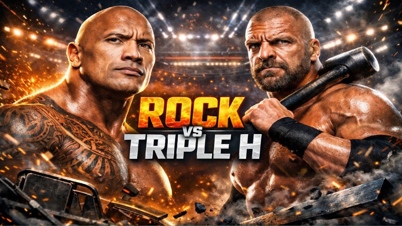 The Rock vs Triple H Extreme Rules match Gameplay WWE 2K24 