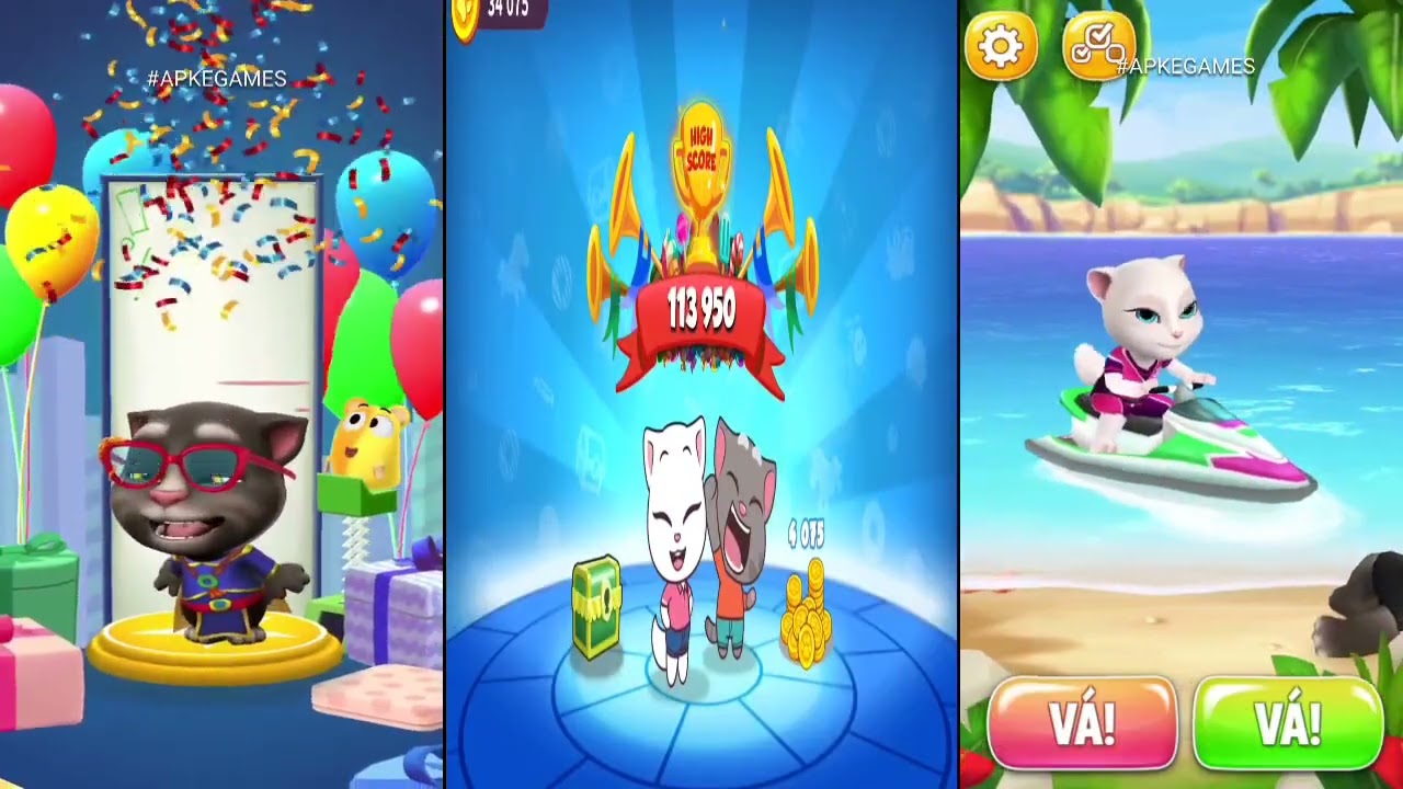 My Talking Tom 2 vs Talking Tom Jetski vs Talking Tom Candy RunGameplay Android ios