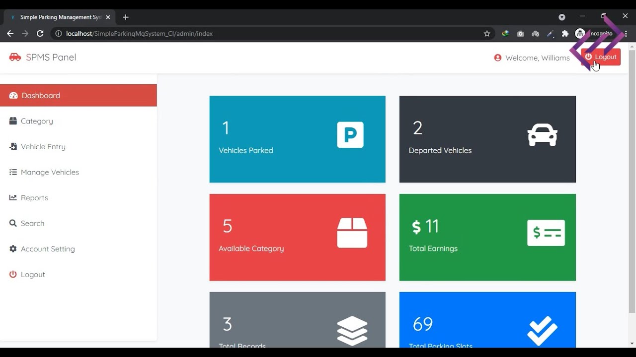 Simple Parking Management System in PHP MySQL CodeIgniter with Source Code - CodeAstro
