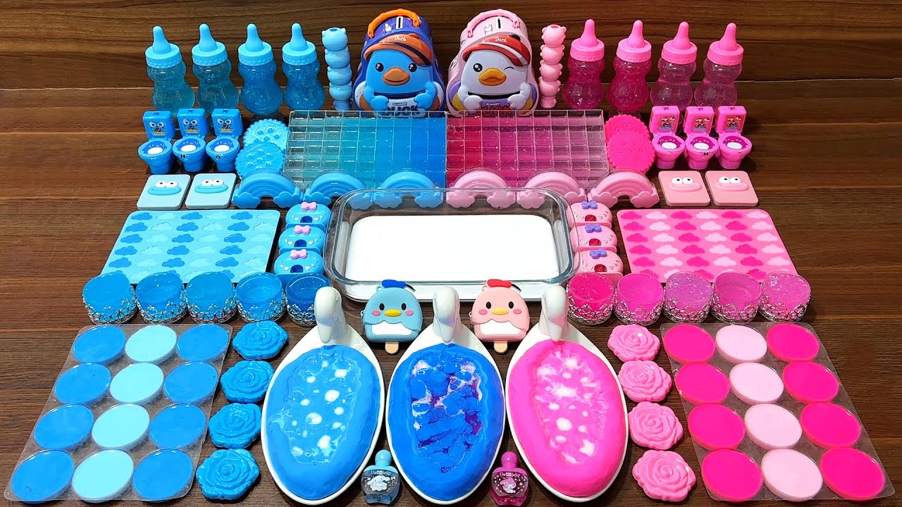 Slime mixing Pink vs Blue Duck! Which is more satisfying?