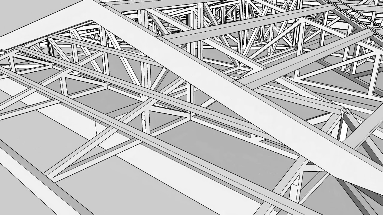 Animation of double dutch gable roof steel trusses