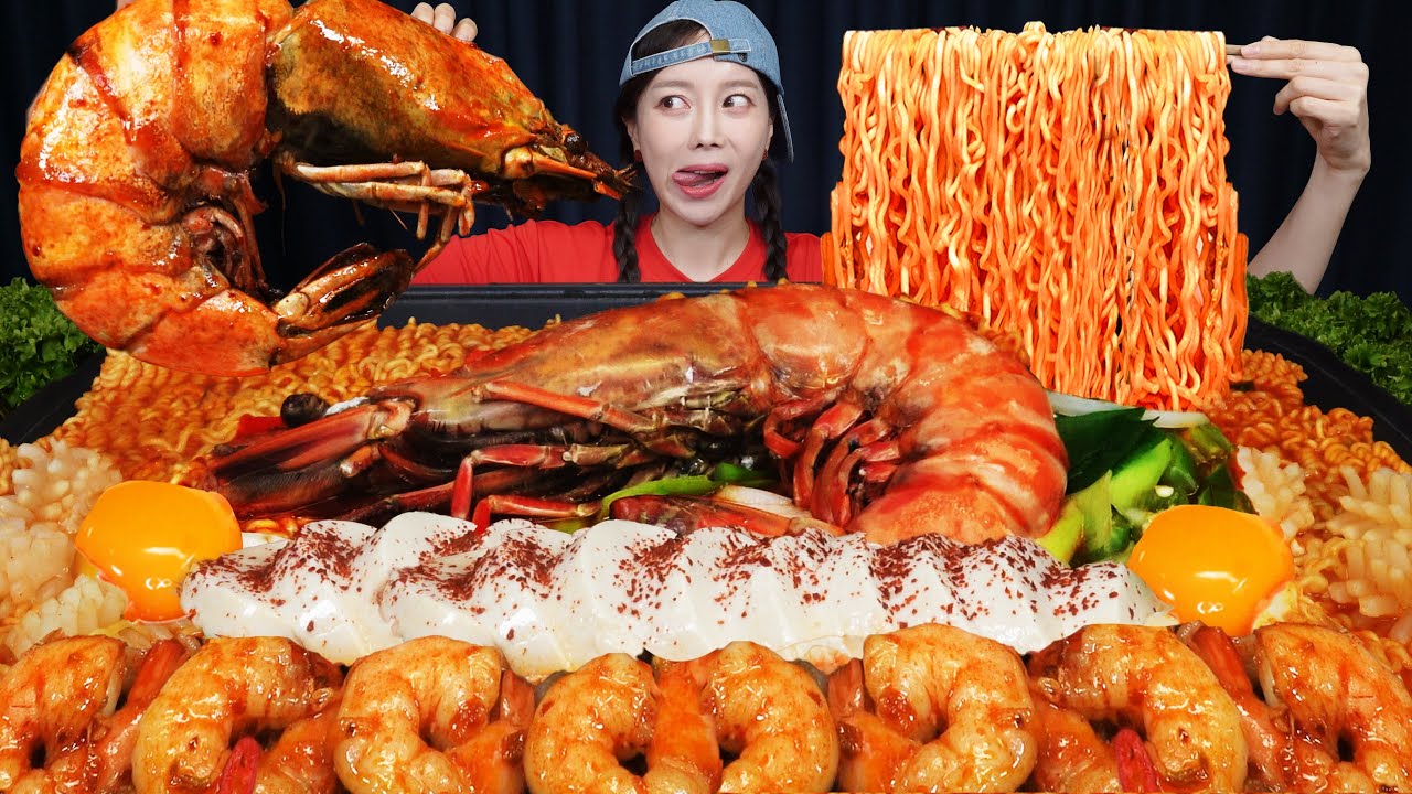 킹타이거 새우 🦐 매콤 순두부 열라면 먹방 Giant King Tiger Shrimp 🦐 Soft-Tofu Yeol Spicy Ramen Mukbang ASMR Ssoyoung