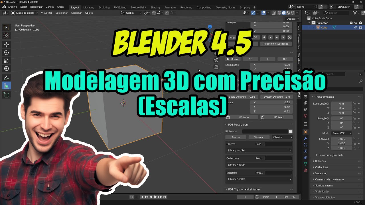 Tutorial modelagem 3D com Blender: Escalas com precisão