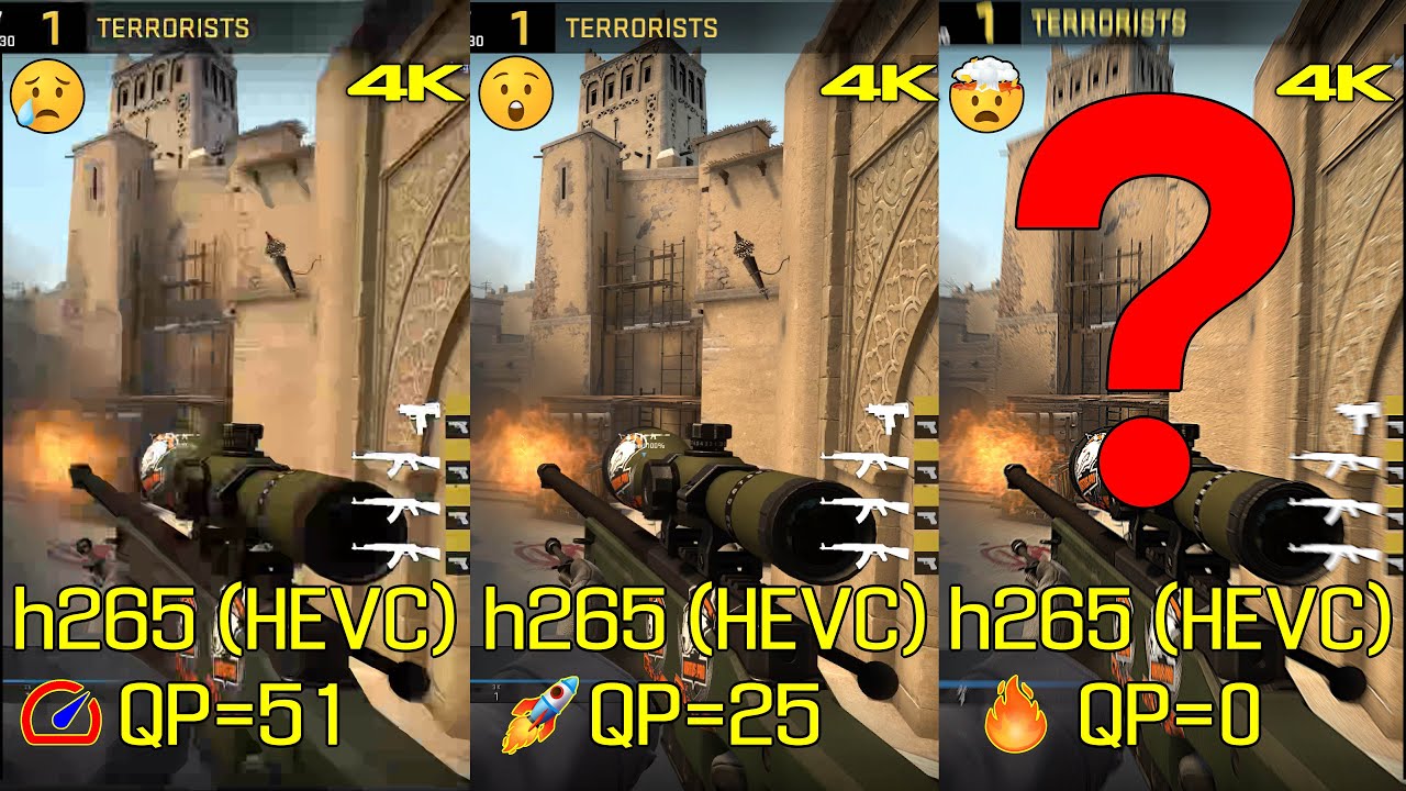 h265 hevc: which option is better for optimal bitrate and quality? Test Counter-Strike in 10s slice!