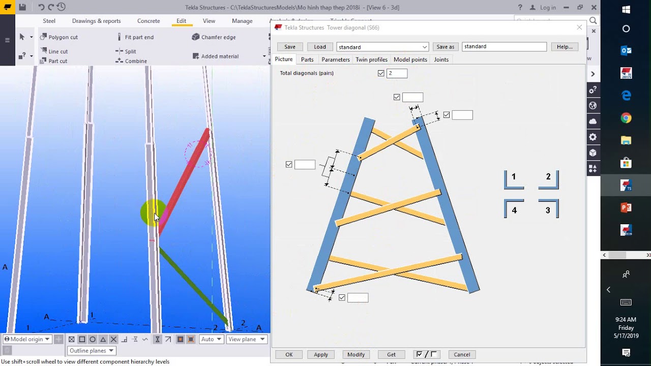 [Tekla Structures] Hướng dẫn dựng hình cột điện - tháp thép