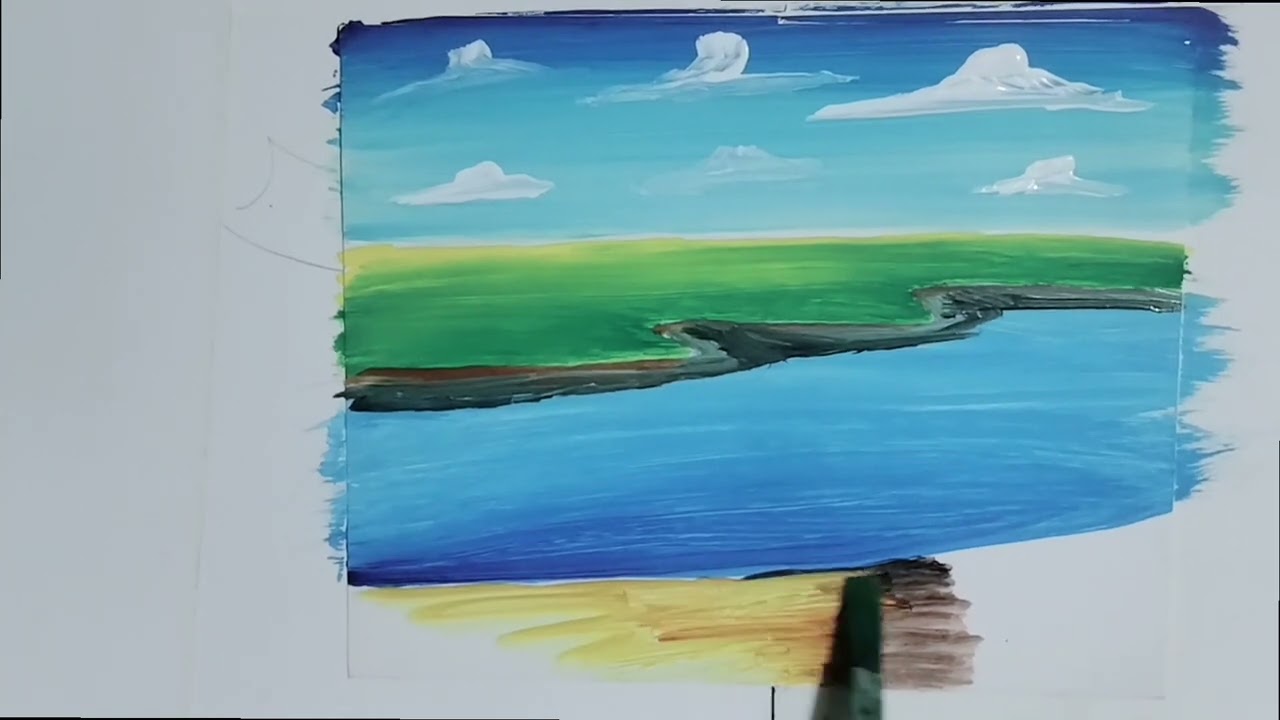 🌺 How to Draw Simple Scenery | Easy Beautiful Scenery Drawing for Beginners #shorts