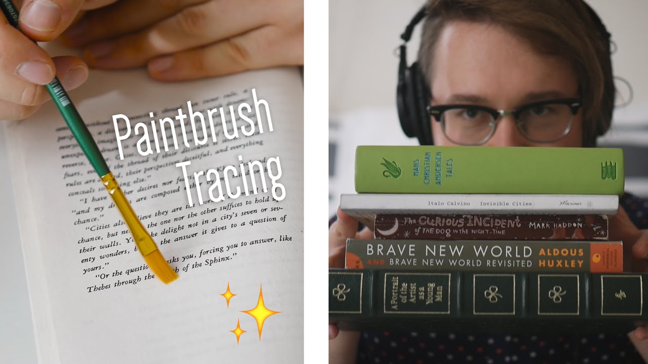 **Tracing books w/ a paintbrush** | ASMR | Soft-spoken ramble
