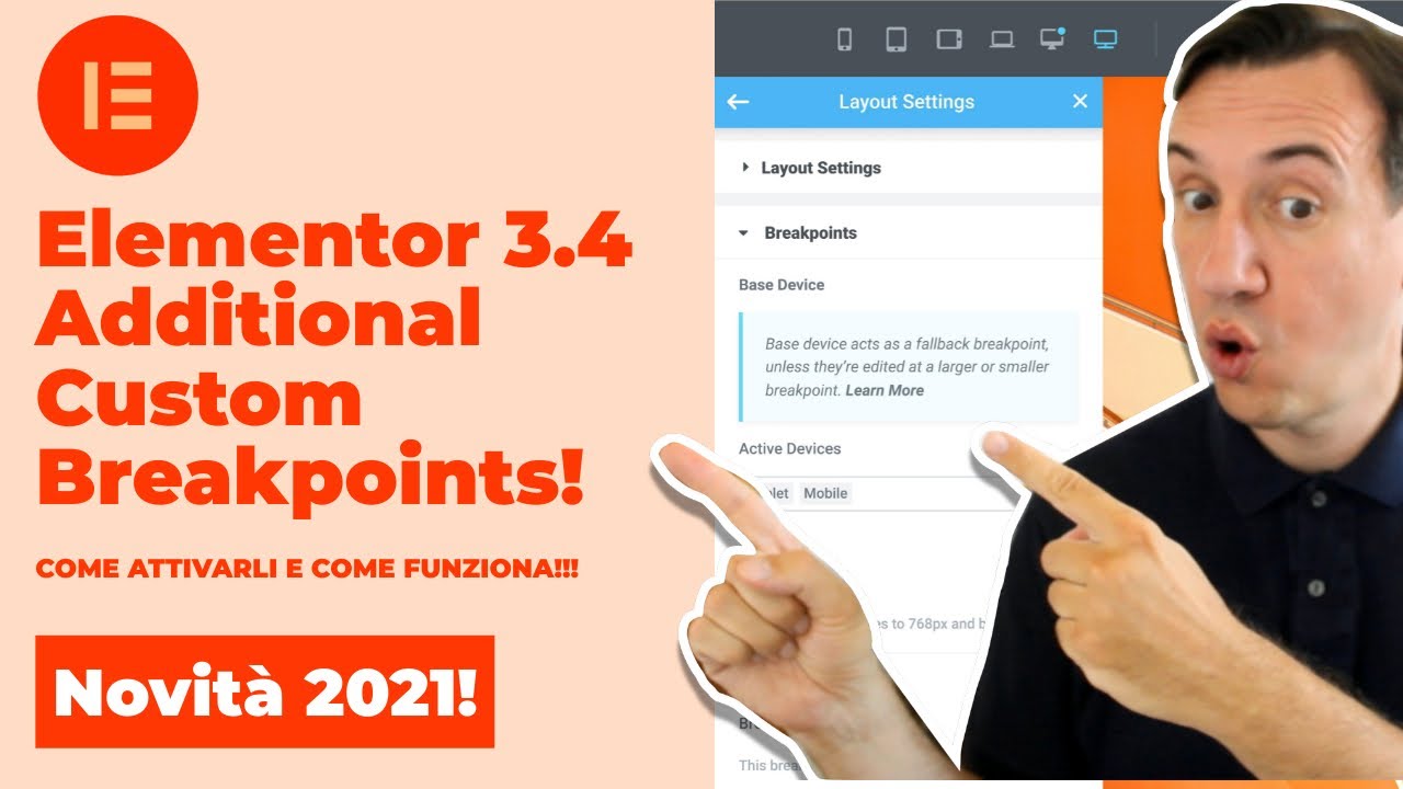 Elementor 3.4: Novità 2021!!! Come attivare i nuovi breakpoints e come funziona (Tutorial Elementor)