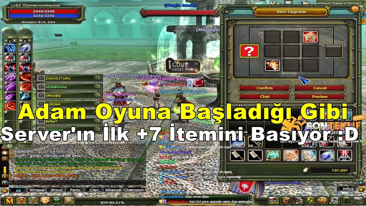 DomenicoWacco - Yeni Server'da İlk Yayınını A&ccedil;ıp Serverın İlk +7 Elit İtemini Basıyor! Knight Online