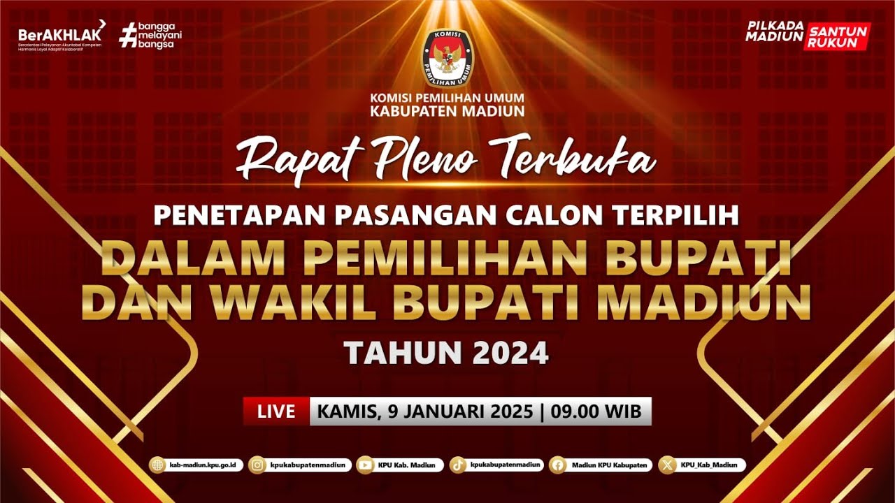 RAPAT PLENO TERBUKA , PENETAPAN PASANGAN CALON TERPILIH BUPATI DAN WAKIL BUPATI MADIUN TH 2024