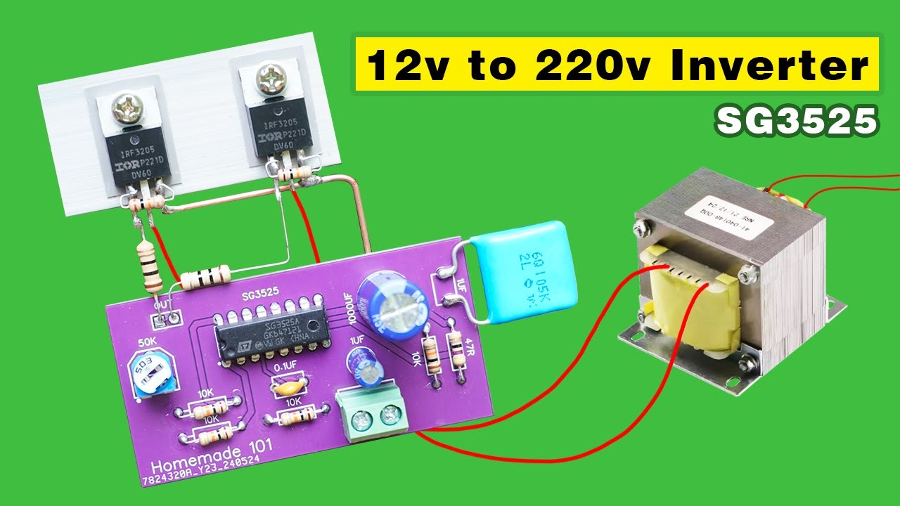 Make a simple inverter from 12v to 220v using SG3525