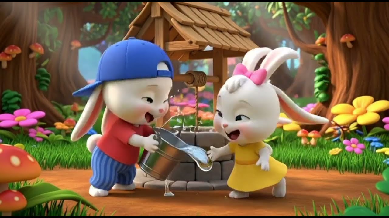  Jack and Jill Went Up the Hill 🐰💧 | Cute Animal Cartoon | Kids Nursery Rhyme