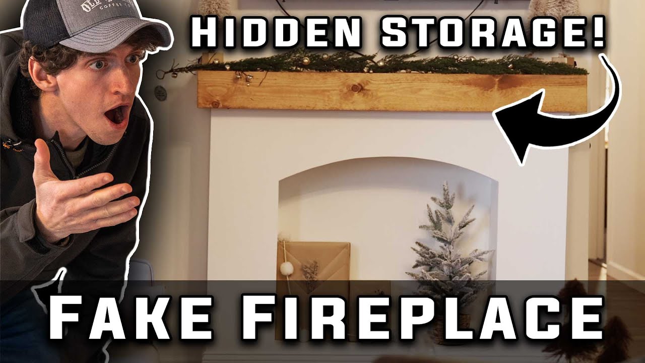 DO THIS! Amazing HIDDEN STORAGE in DIY Boho Faux Fireplace