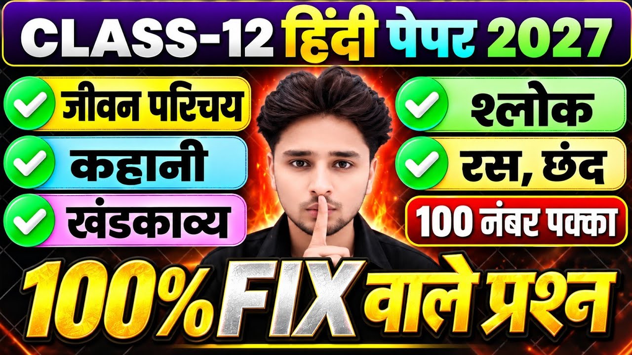 😱12th हिंदी महत्वपूर्ण प्रश्न 2027📚,/Class 12 Hindi important Question 2027,/Hindi 100% fix question