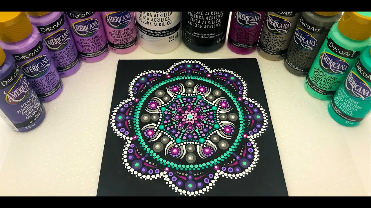 How to paint a Dot Mandala on a 6x6 Inch Canvas - Video 375